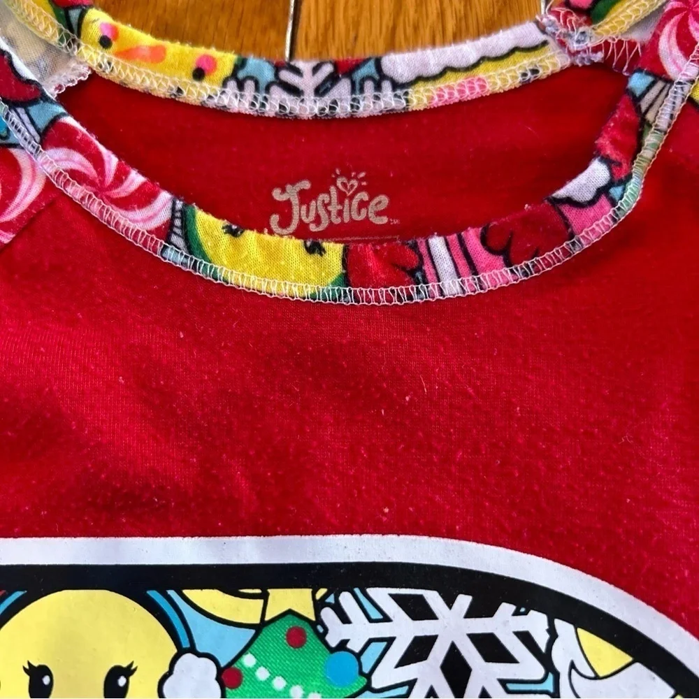 Justice Christmas Emoji Initial Letter “R” Sleep Shirt Nightgown Girl Size 6/7